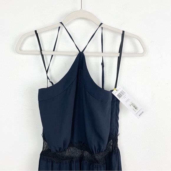 NWT BCBGeneration Dark Nights Black Lace Cutout Halter Maxi Dress Sz 8 - Picture 3 of 10